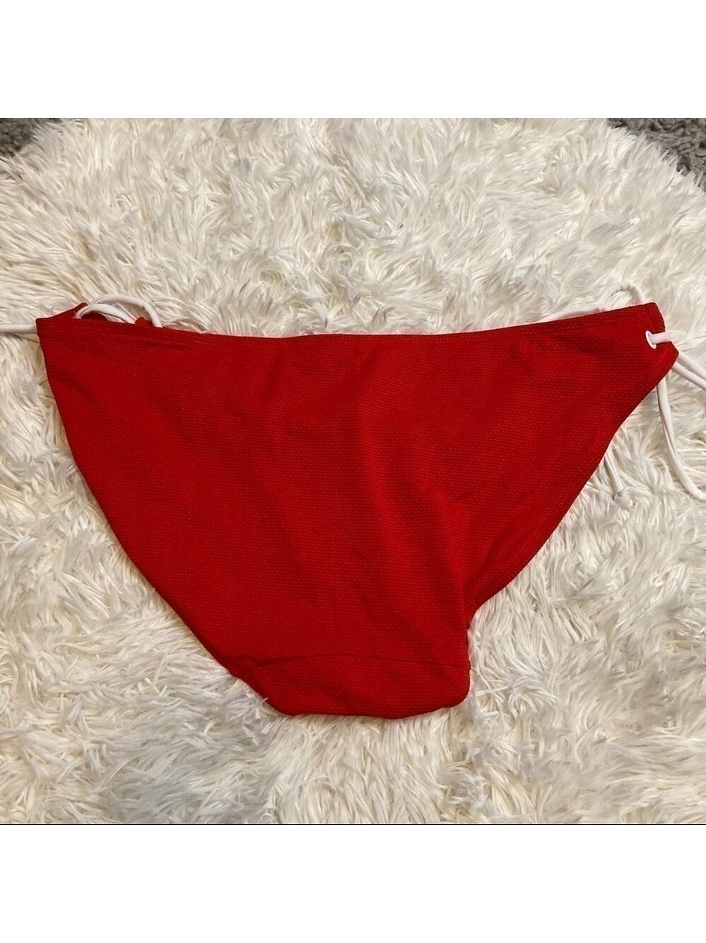 Cacique Red Textured String Bikini Bottom - Picture 4 of 8